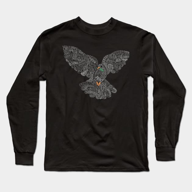 Typographic Peace Dove (black) Long Sleeve T-Shirt by vo_maria